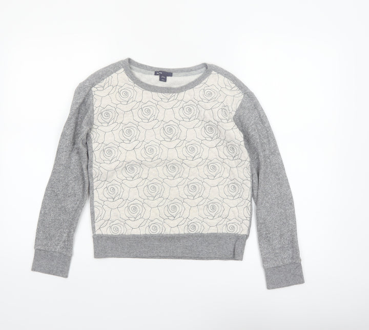 GAP Kids Girls Grey Floral Pullover Sweatshirt 10-11 Years