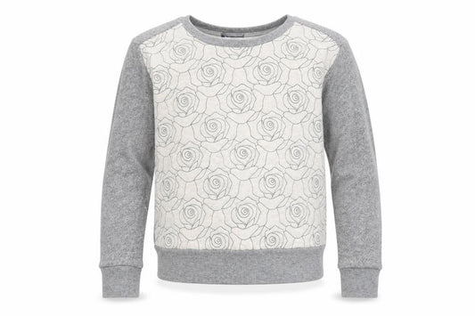 Front view of Gap Kids girls’ grey floral pullover sweatshirt 10-11 years