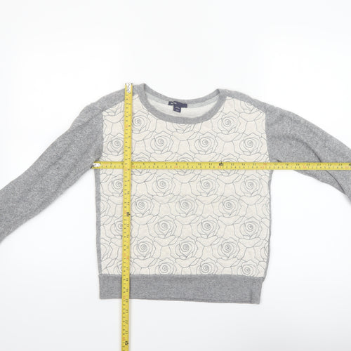 GAP Kids Girls Grey Floral Pullover Sweatshirt 10-11 Years