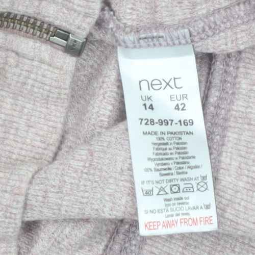 Next Women Pink Full Zip Hoodie Size 14 Cotton Casual