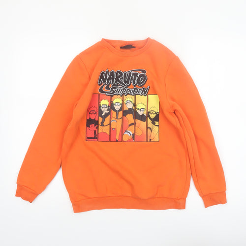 Naruto Shippuden Boys Orange Graphic Crew Neck Pullover Sweatshirt 11-12 Years