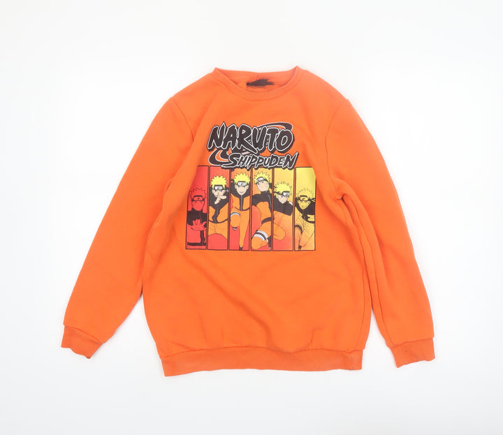 Naruto Shippuden Boys Orange Graphic Crew Neck Pullover Sweatshirt 11-12 Years