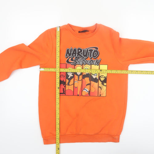 Naruto Shippuden Boys Orange Graphic Crew Neck Pullover Sweatshirt 11-12 Years