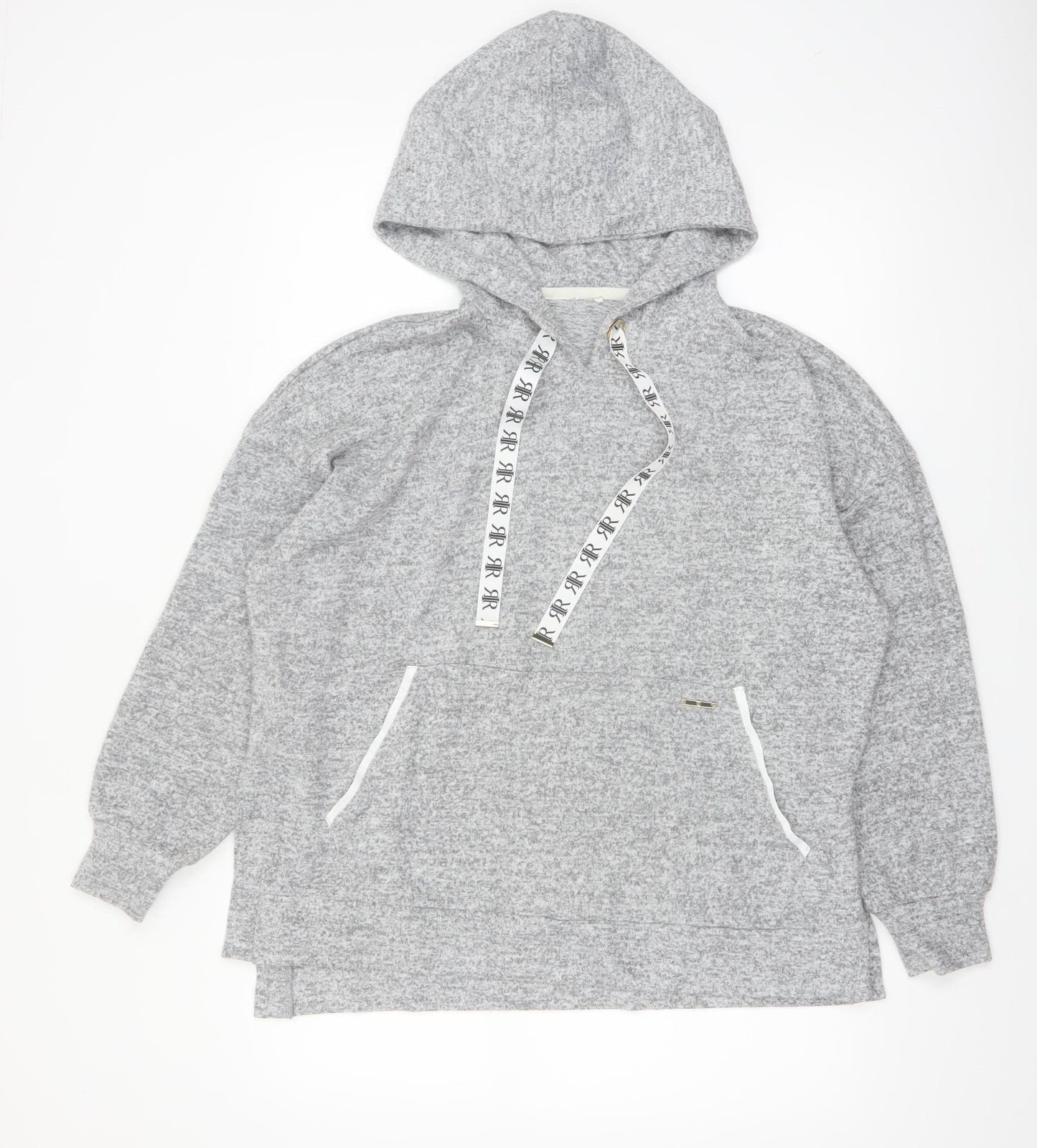 River Island Womens Grey Pullover Hoodie Size S with Logo Drawstring