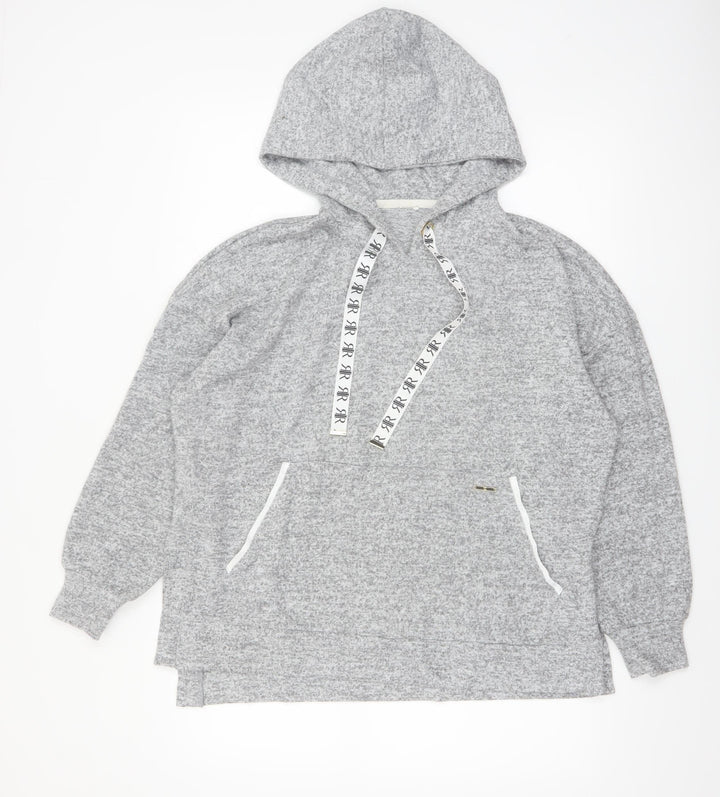 River Island Womens Grey Pullover Hoodie Size S with Logo Drawstring