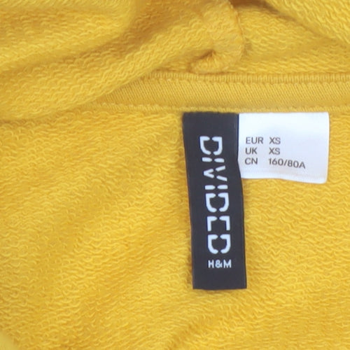 H&M Divided Women's Yellow USA Cropped Hoodie XS Cotton