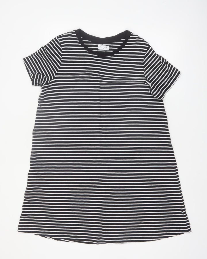 Papaya Womens Black White Stripe Cotton T-Shirt Dress Size 14