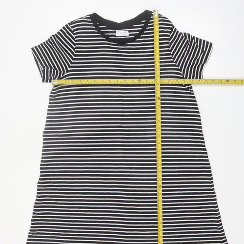 Papaya Womens Black White Stripe Cotton T-Shirt Dress Size 14