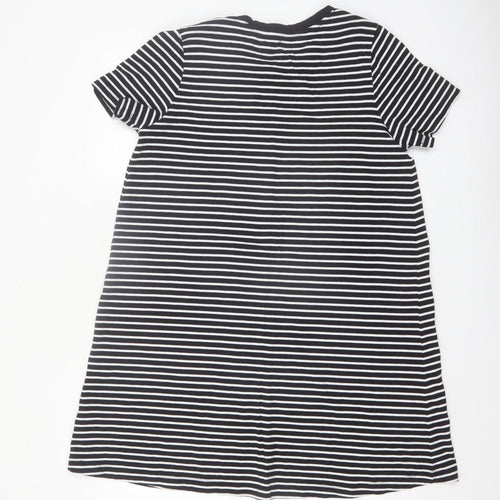 Papaya Womens Black White Stripe Cotton T-Shirt Dress Size 14