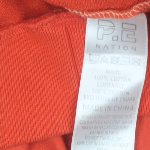P.E Nation Unisex Beige Red Colour Block Cotton Sweatshirt S