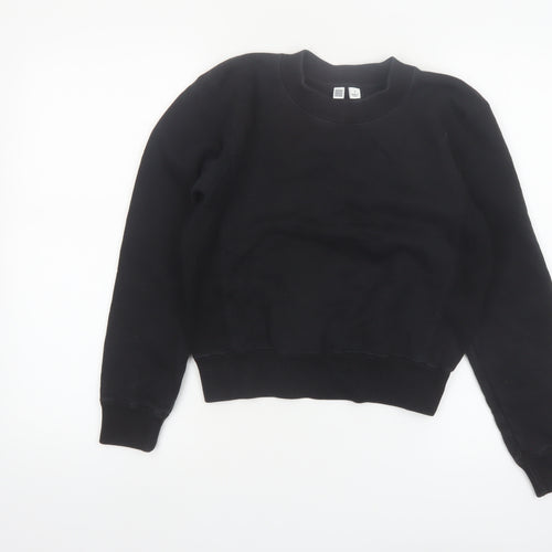 Uniqlo Women Black Cotton Blend Pullover Sweatshirt Size S