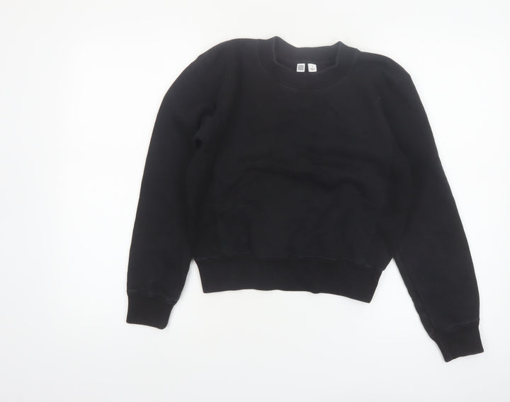 Uniqlo Women Black Cotton Blend Pullover Sweatshirt Size S