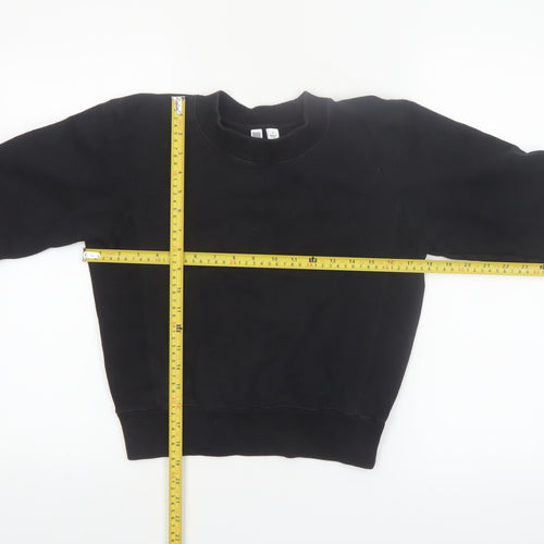 Uniqlo Women Black Cotton Blend Pullover Sweatshirt Size S