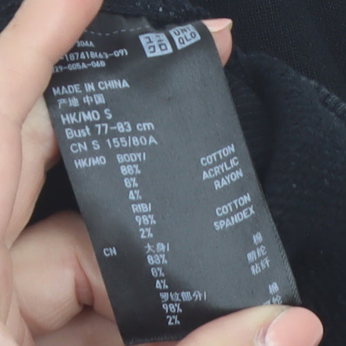 Uniqlo Women Black Cotton Blend Pullover Sweatshirt Size S
