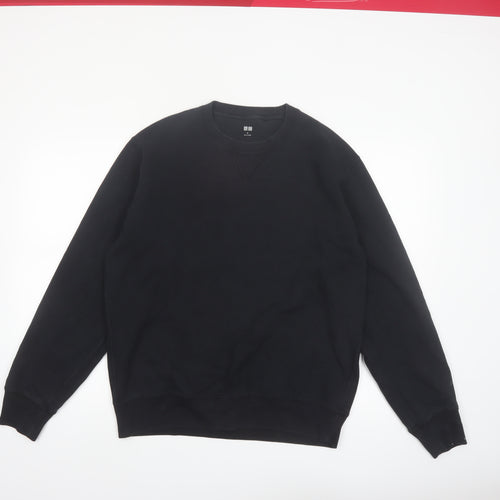 UNIQLO Men's Black Medium Crew Neck Pullover Fleece Sweatshirt