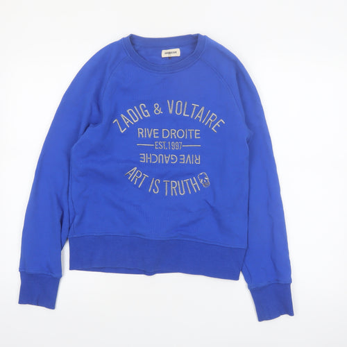 Zadig & Voltaire Women's Blue Small Cotton Pullover Sweatshirt