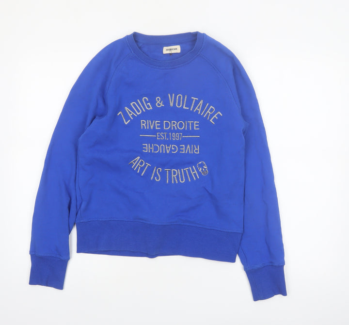 Zadig & Voltaire Women's Blue Small Cotton Pullover Sweatshirt