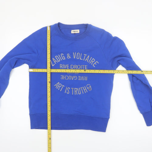 Zadig & Voltaire Women's Blue Small Cotton Pullover Sweatshirt