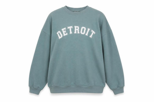 Front view of Primark Women's Green Detroit Pullover Sweatshirt XS Relaxed Fit