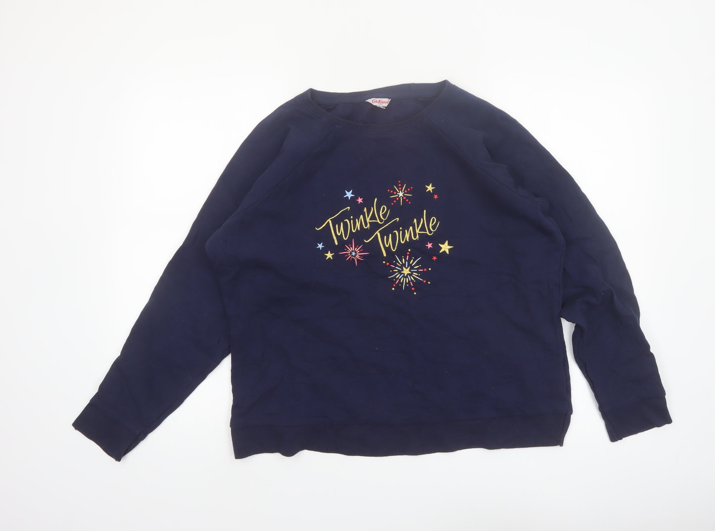 Cath Kidston Women's Navy Blue Pullover Sweatshirt L Twinkle Embroidered Cotton
