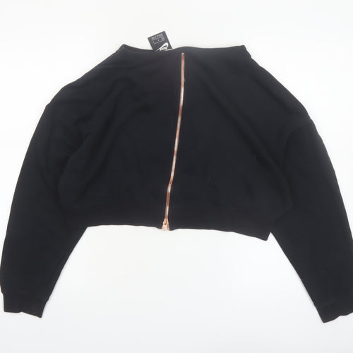 Nike Air Women's Black Cropped Sweatshirt M Full Zip Metallic Logo