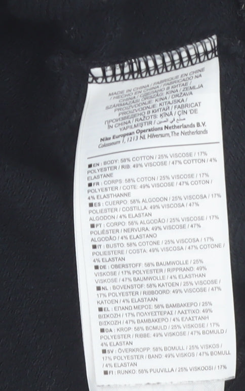Nike Air Women's Black Cropped Sweatshirt M Full Zip Metallic Logo