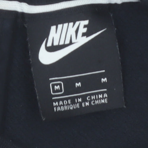 Nike Air Women's Black Cropped Sweatshirt M Full Zip Metallic Logo