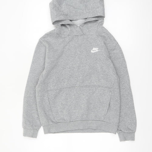 Nike Boys Grey Pullover Hoodie Size L 147-158cm Cotton Blend