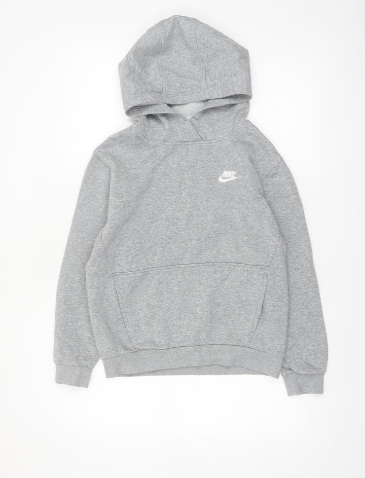 Nike Boys Grey Pullover Hoodie Size L 147-158cm Cotton Blend