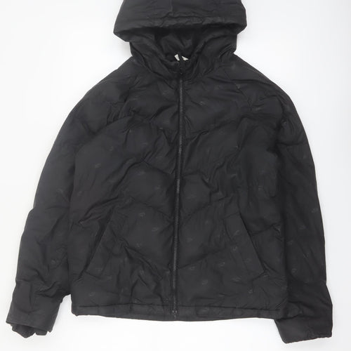 Nike Boys Black XL Hooded Puffer Jacket Winter Lined Zip Coat