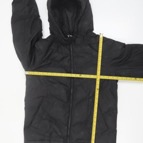 Nike Boys Black XL Hooded Puffer Jacket Winter Lined Zip Coat