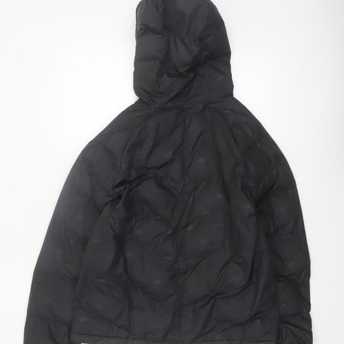 Nike Boys Black XL Hooded Puffer Jacket Winter Lined Zip Coat