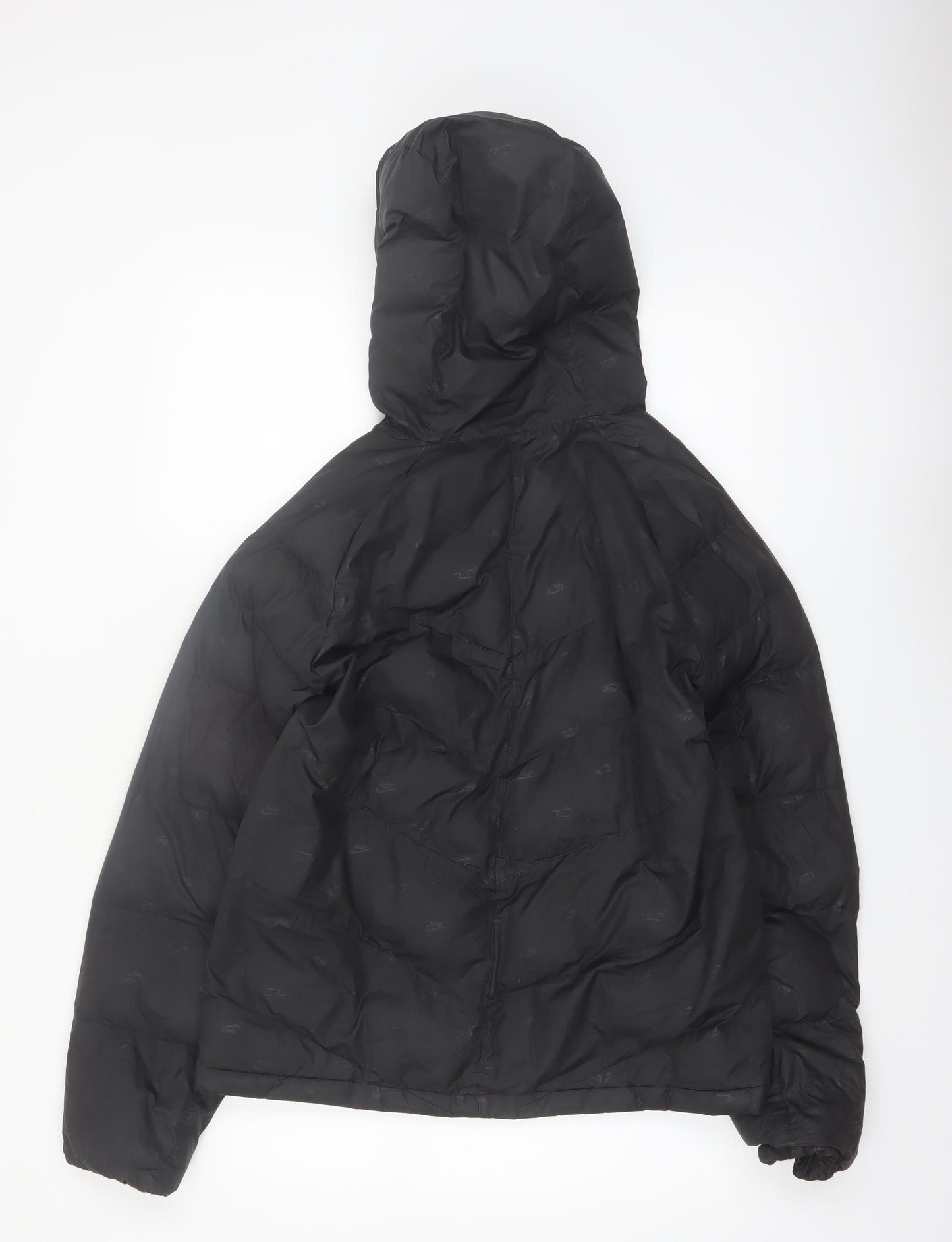 Nike Boys Black XL Hooded Puffer Jacket Winter Lined Zip Coat