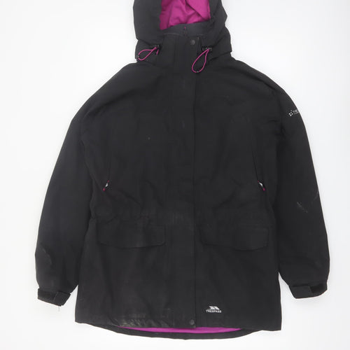 Trespass Women’s Black Waterproof Parka Jacket Size 12 Hooded Outdoor