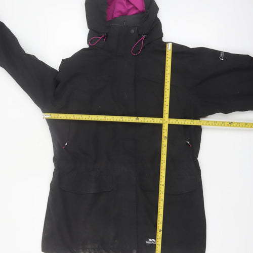 Trespass Women’s Black Waterproof Parka Jacket Size 12 Hooded Outdoor