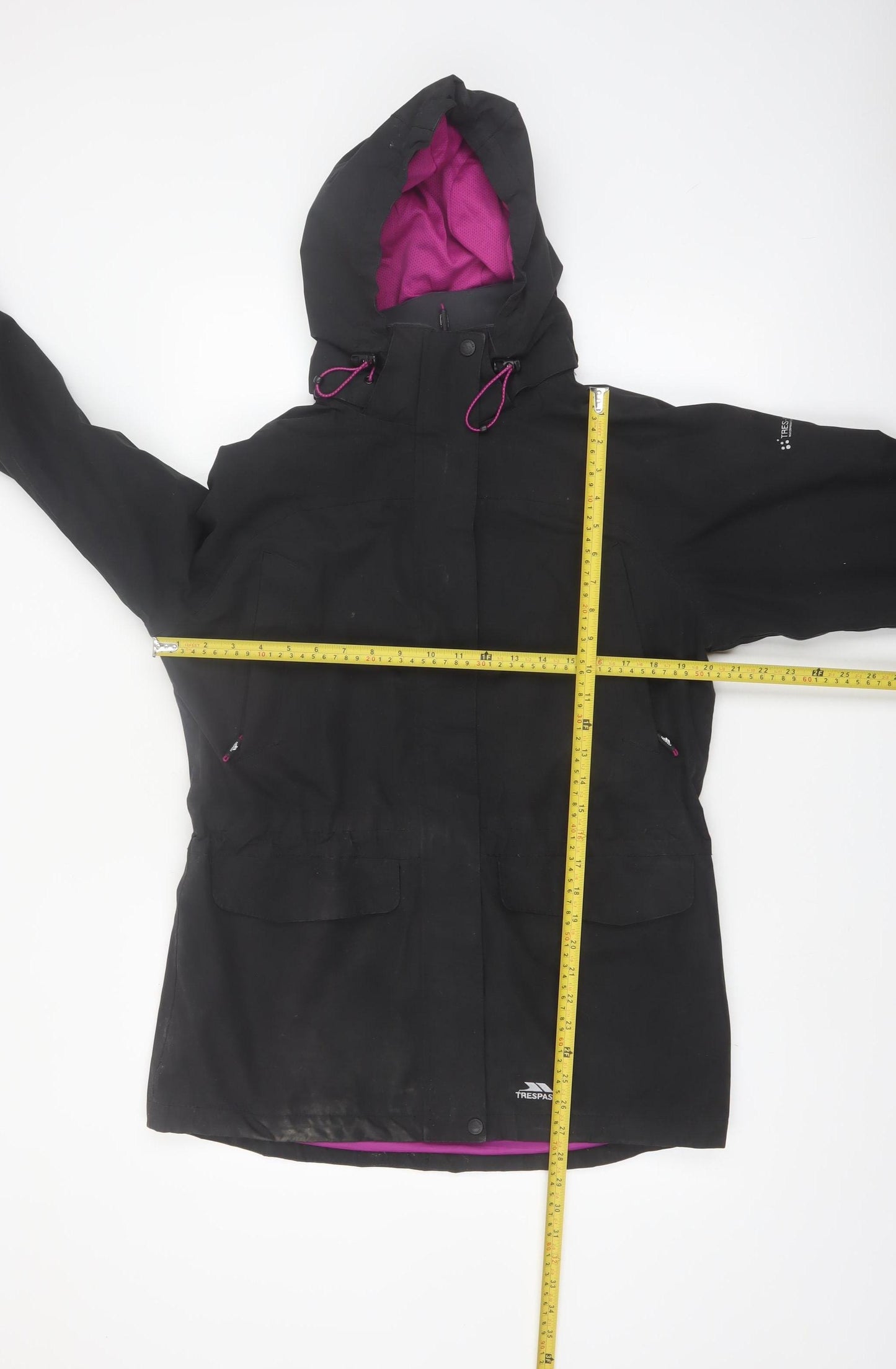 Trespass Women’s Black Waterproof Parka Jacket Size 12 Hooded Outdoor