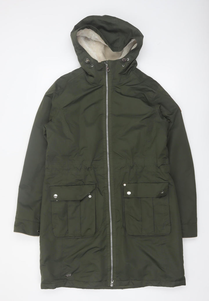 Regatta Women's Green Hooded Parka Coat Size 14 Lined Winter Jacket