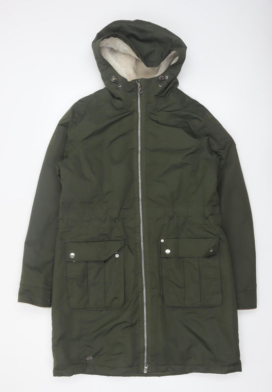 Regatta Women's Green Hooded Parka Coat Size 14 Lined Winter Jacket
