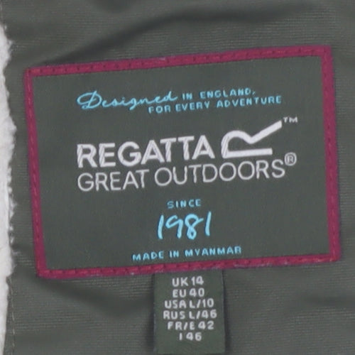 Regatta Women's Green Hooded Parka Coat Size 14 Lined Winter Jacket