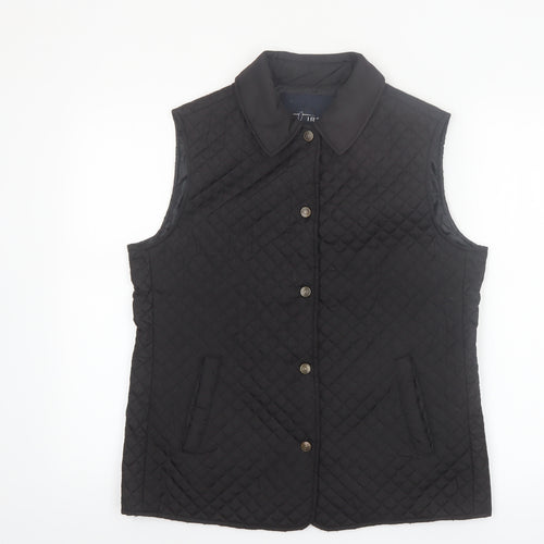 J.J. Riren Women's Black Quilted Sleeveless Waistcoat L