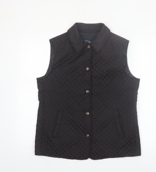 J.J. Riren Women's Black Quilted Sleeveless Waistcoat L