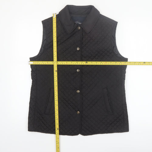 J.J. Riren Women's Black Quilted Sleeveless Waistcoat L