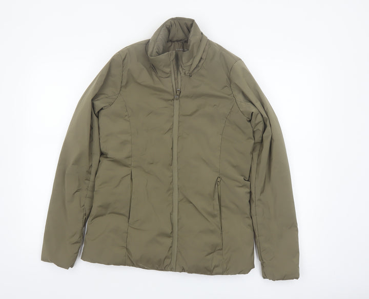 Oysho Women’s Green Puffer Jacket Size 8 Lightweight Full Zip