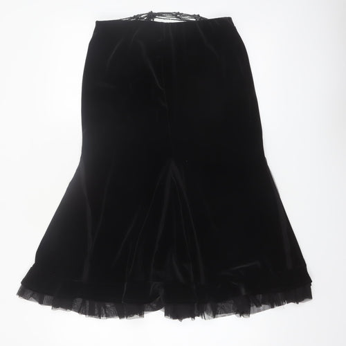 Principles Women’s Black Velvet Beaded Flare Midi Skirt Size 10