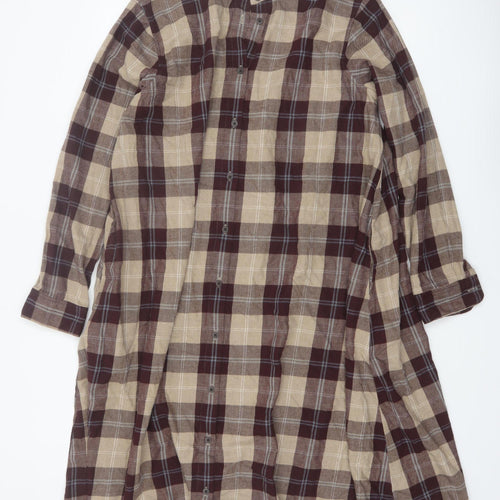 Uniqlo Women's Beige Check Flannel Shirt Dress XL