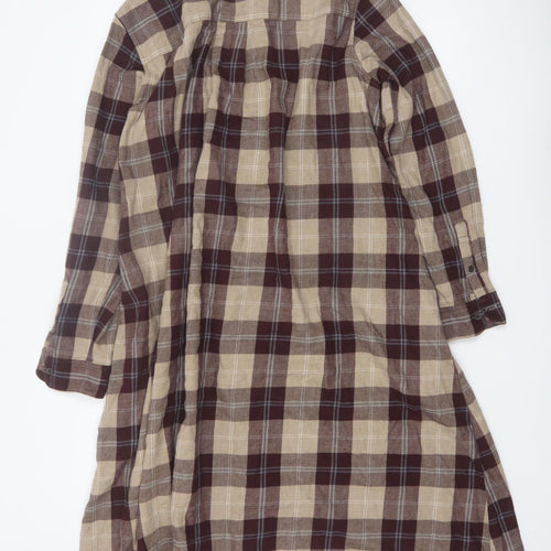 Uniqlo Women's Beige Check Flannel Shirt Dress XL