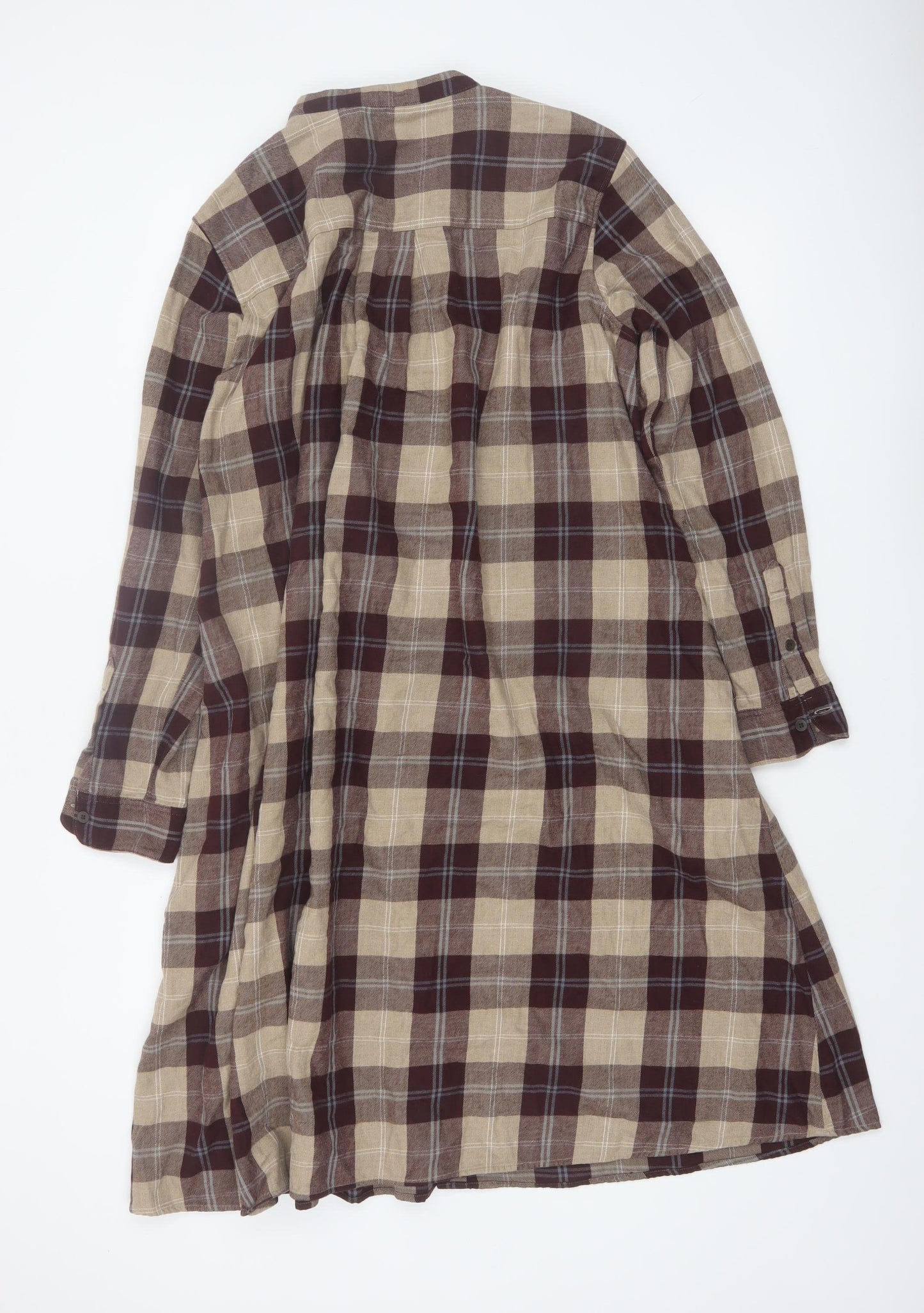 Uniqlo Women's Beige Check Flannel Shirt Dress XL