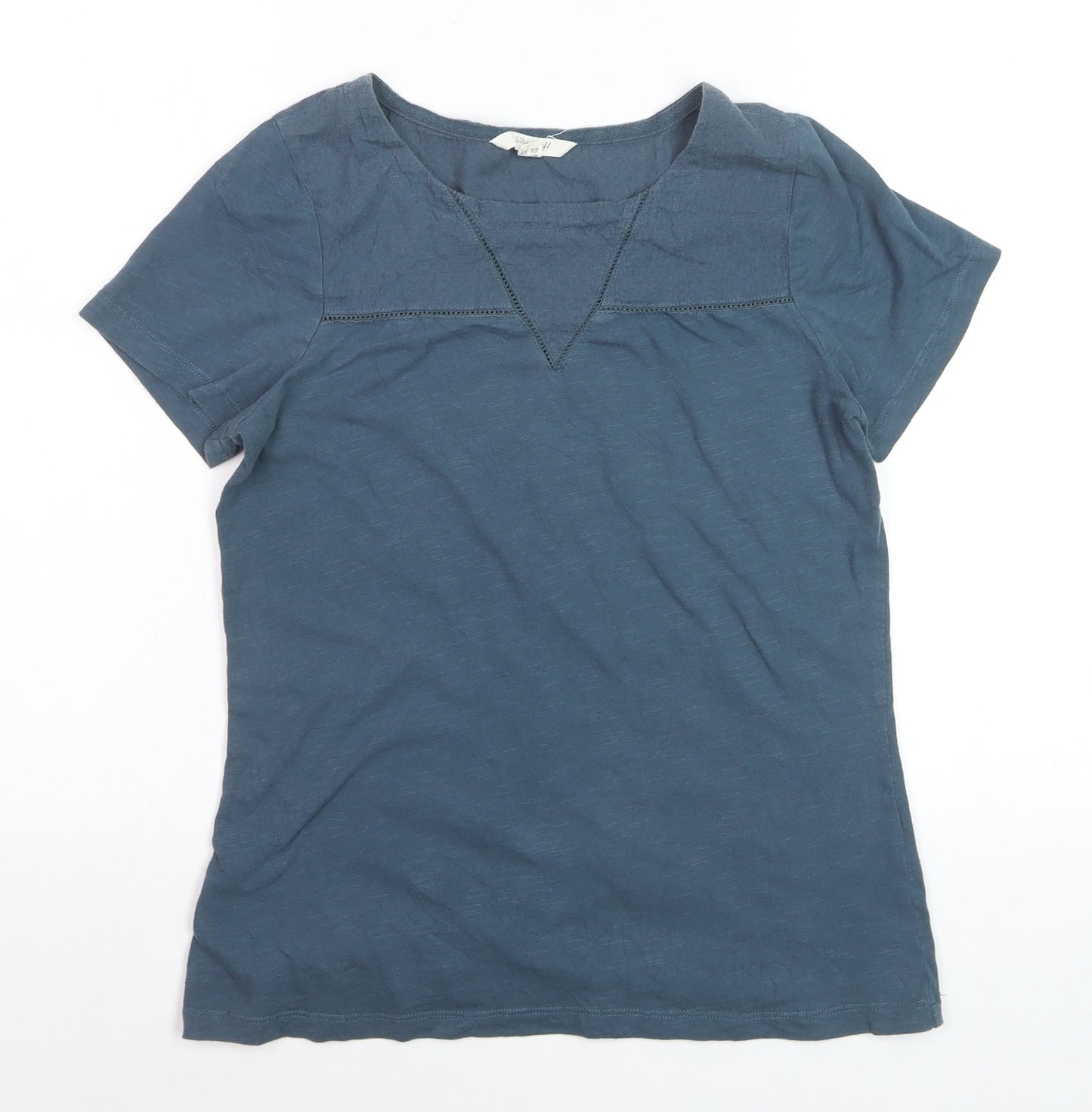 White Stuff Women's Blue Cotton Short Sleeve T-Shirt Size 10
