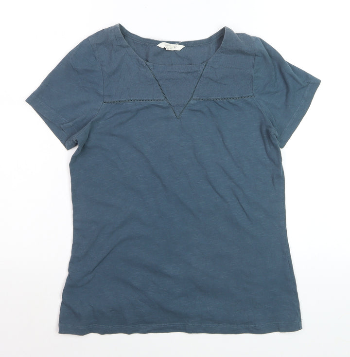 White Stuff Women's Blue Cotton Short Sleeve T-Shirt Size 10