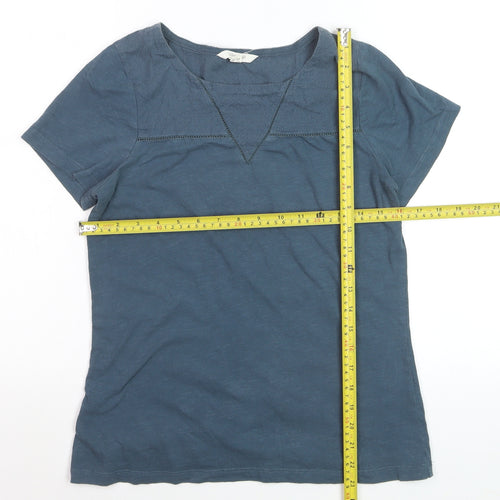 White Stuff Women's Blue Cotton Short Sleeve T-Shirt Size 10